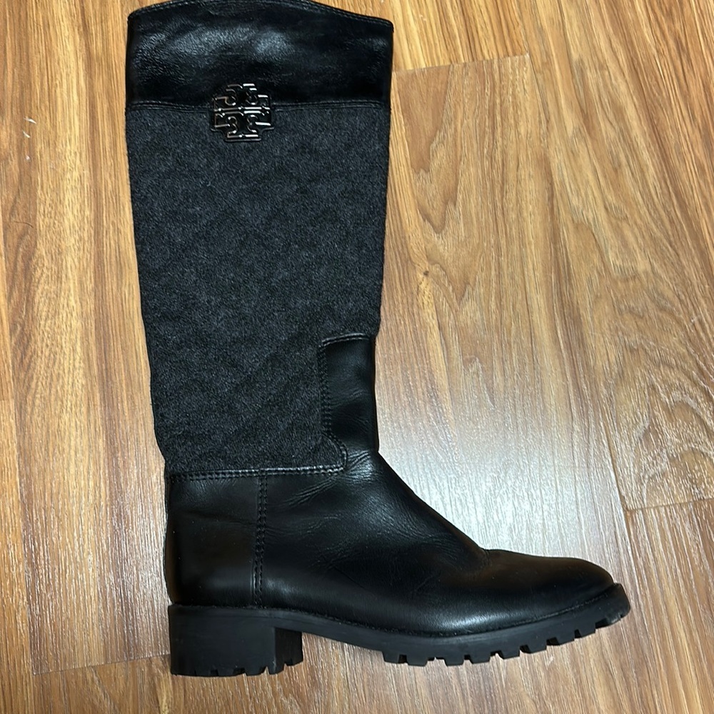 Tory Burch Black Riding Boots - Rosalie Quilted Wool Felt 8.5 Slightly worn.